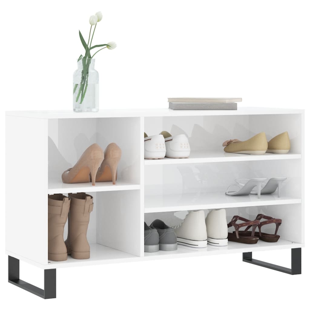 Skostativ højglans hvid 102x36x60 cm træmateriale