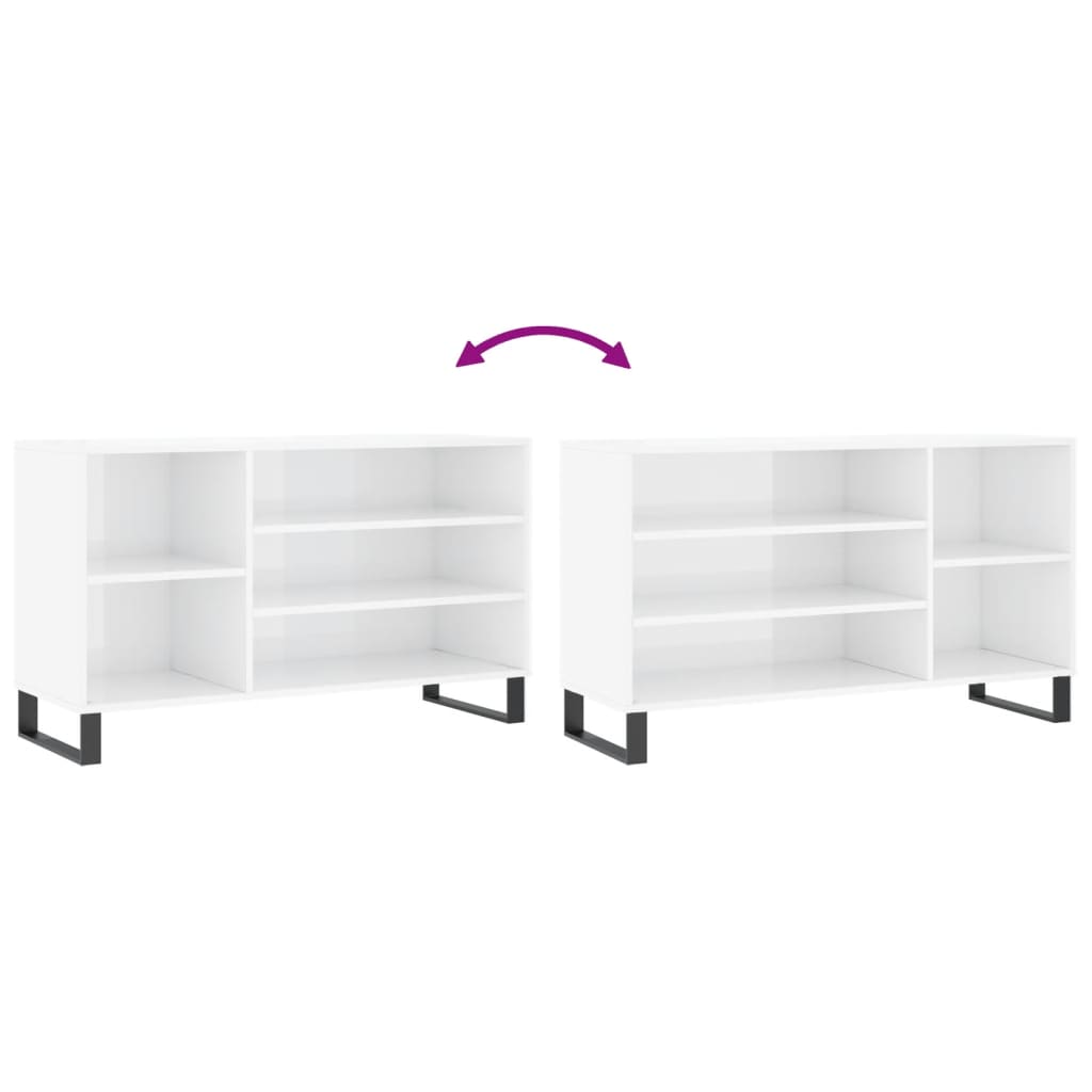 Skostativ højglans hvid 102x36x60 cm træmateriale
