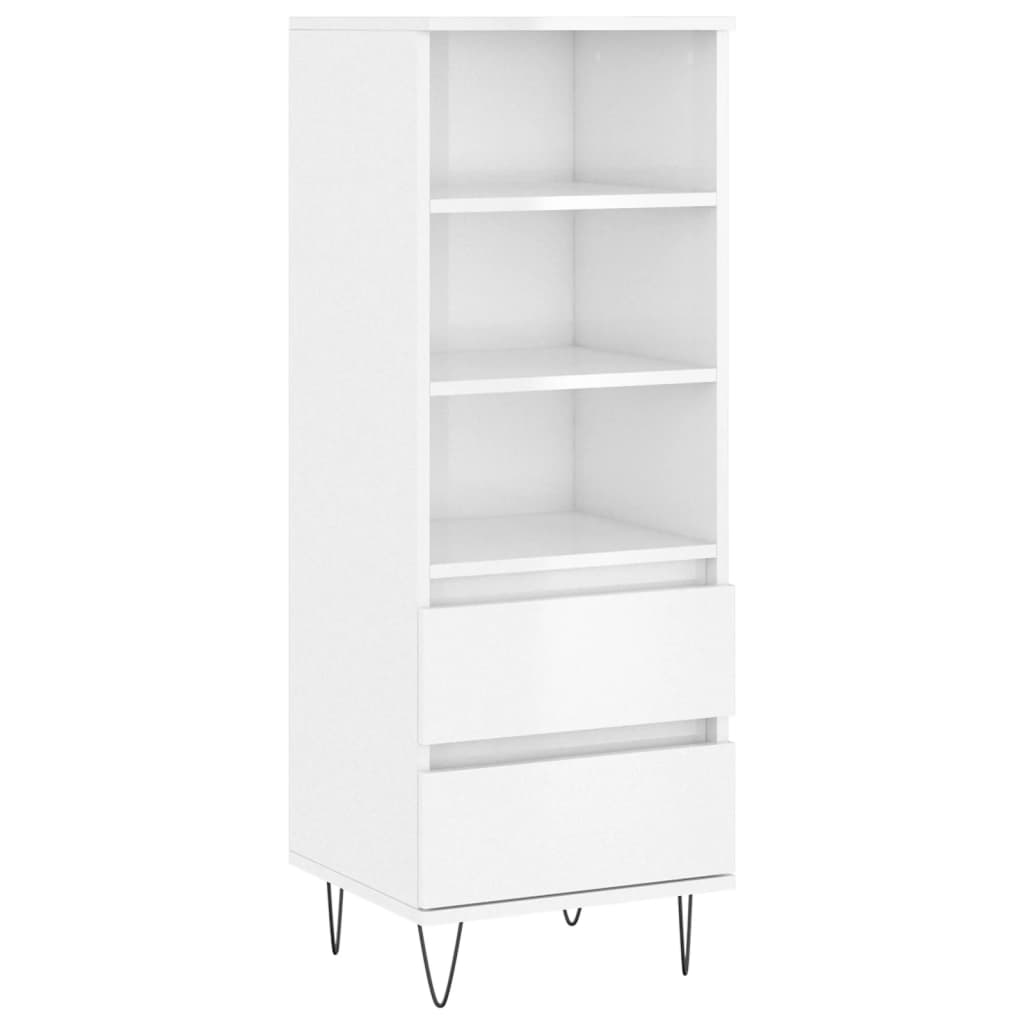 Highboard Højglans Hvid 40x36x110 cm Træmateriale