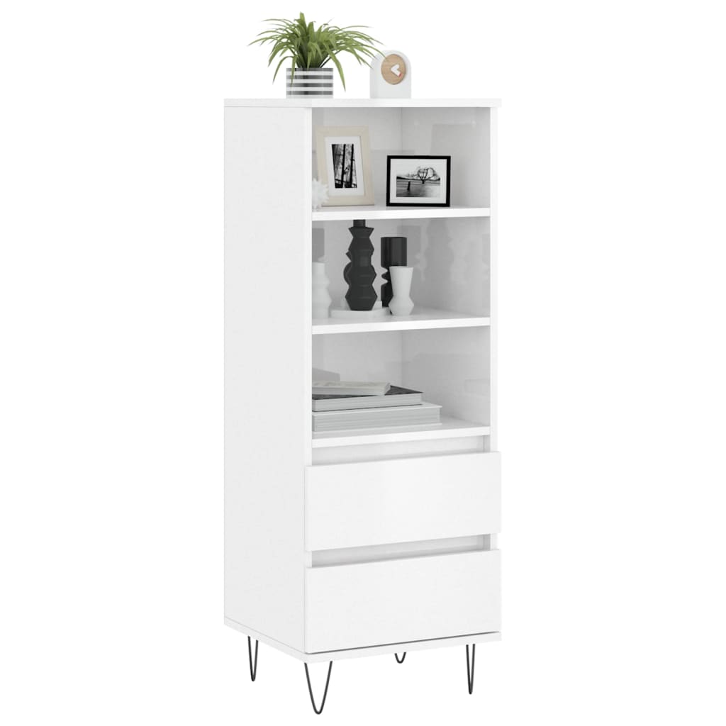 Highboard Højglans Hvid 40x36x110 cm Træmateriale