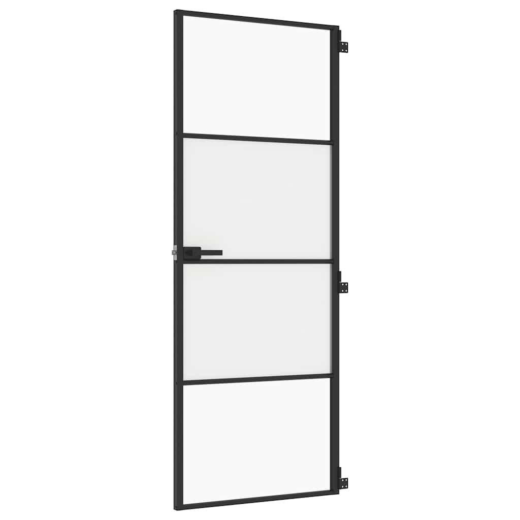Indvendig dør Slim Sort 76x201,5 cm hærdet glas og aluminium