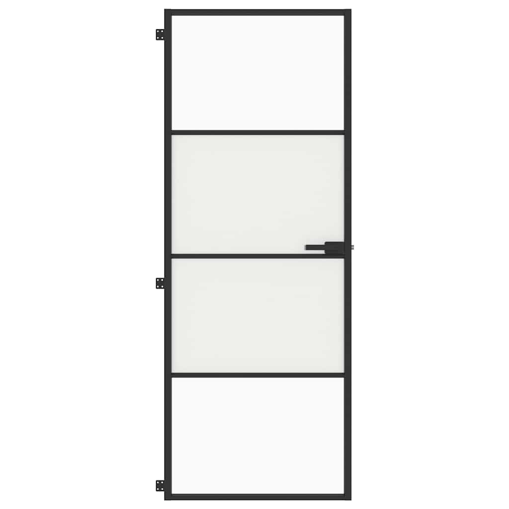 Indvendig dør Slim Sort 76x201,5 cm hærdet glas og aluminium