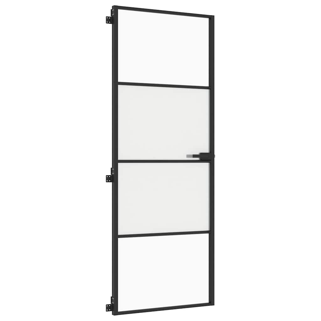 Indvendig dør Slim Sort 76x201,5 cm hærdet glas og aluminium