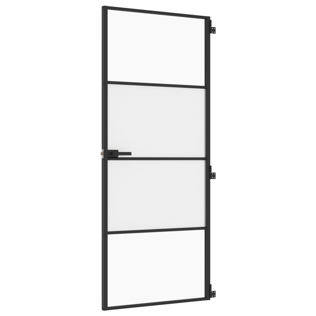 Indvendig dør Slim Sort 83x201,5 cm Hærdet glas & aluminium