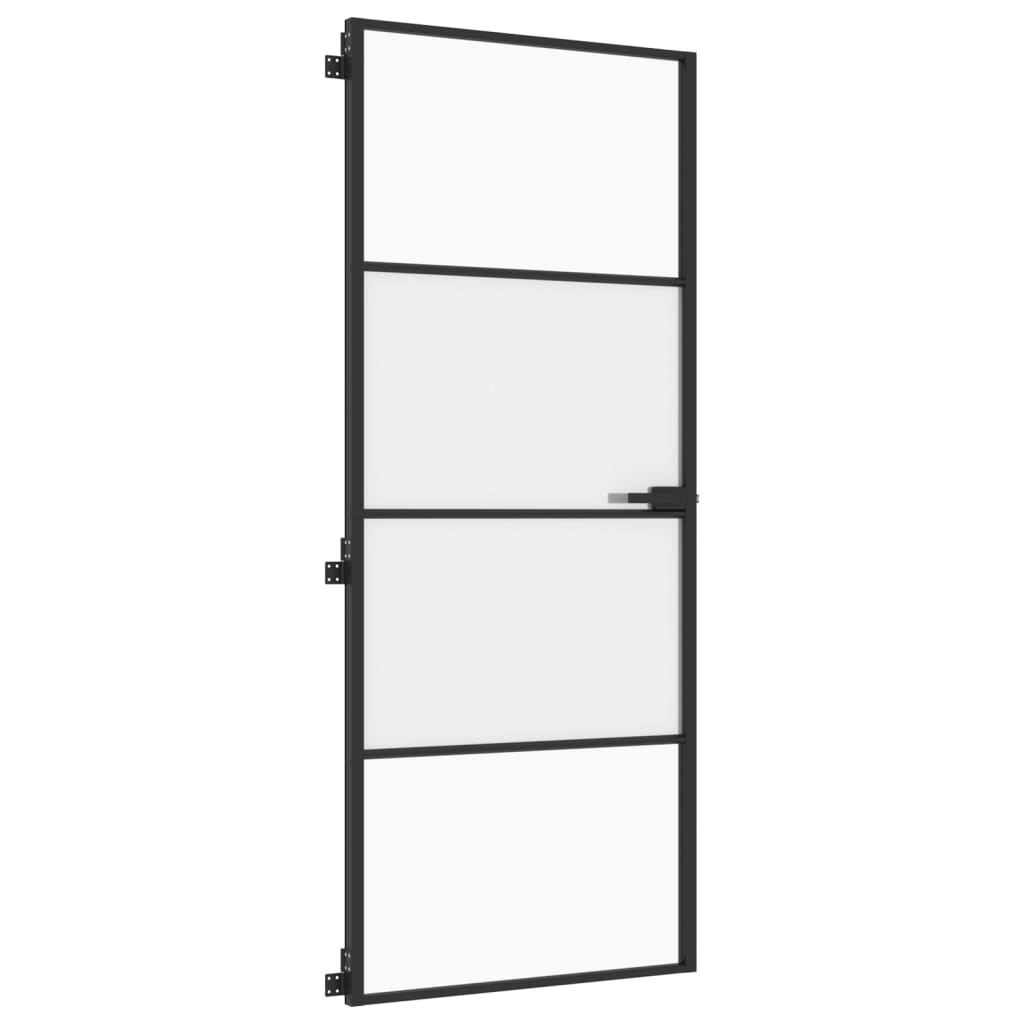Indvendig dør Slim Sort 83x201,5 cm Hærdet glas & aluminium