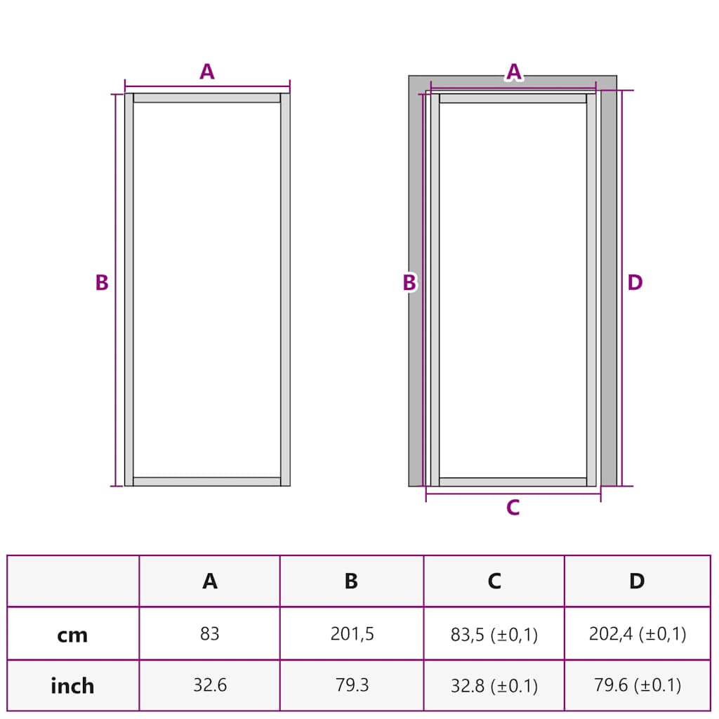 Indvendig dør Slim Sort 83x201,5 cm Hærdet glas & aluminium
