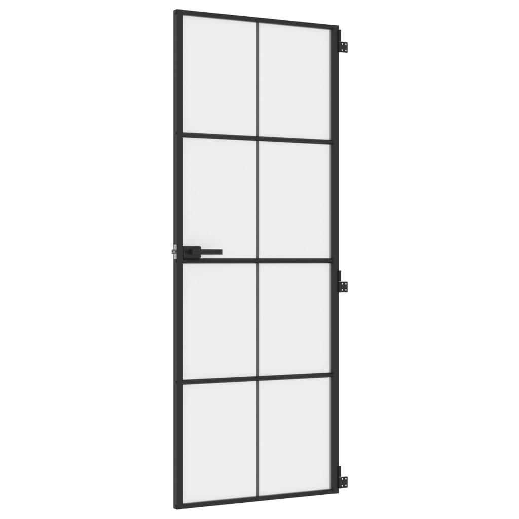Indvendig dør Slim Sort 76x201,5 cm hærdet glas og aluminium