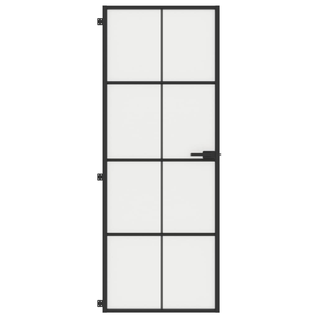 Indvendig dør Slim Sort 76x201,5 cm hærdet glas og aluminium