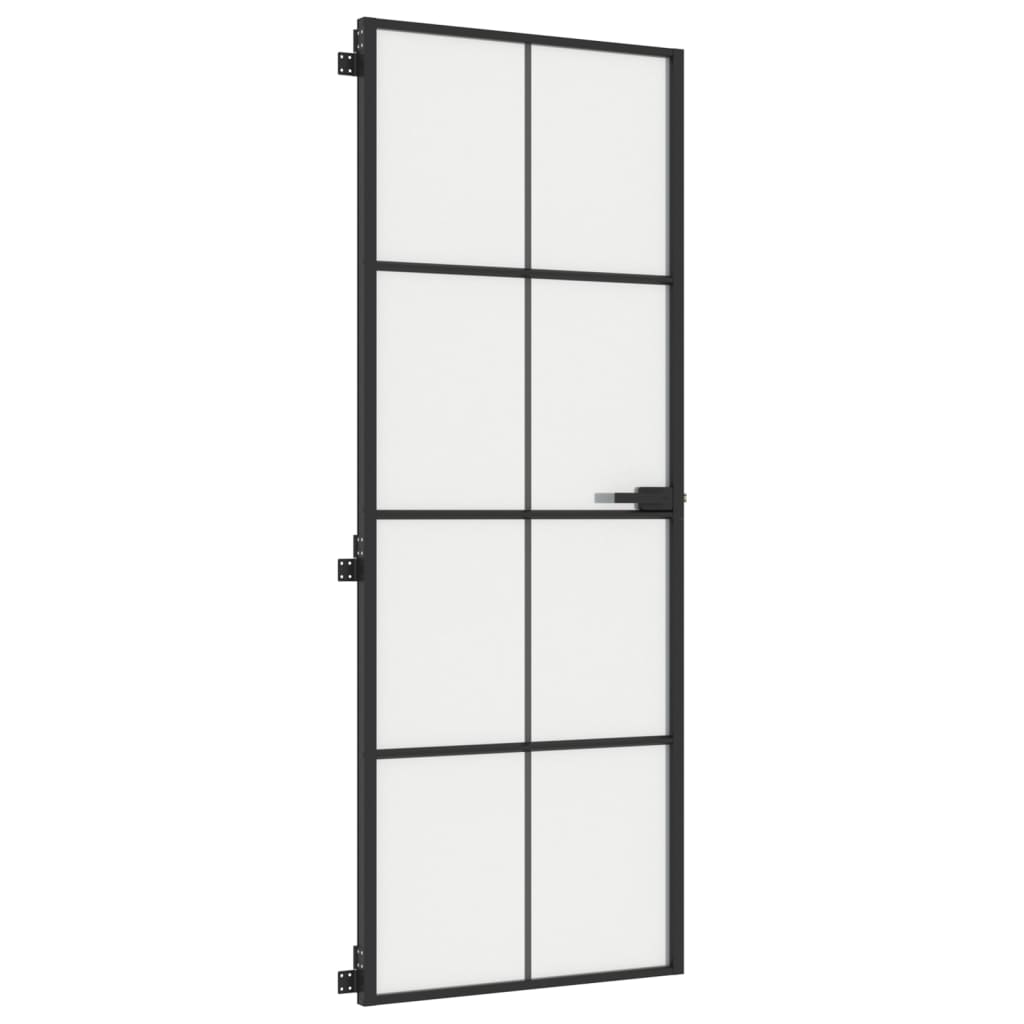 Indvendig dør Slim Sort 76x201,5 cm hærdet glas og aluminium