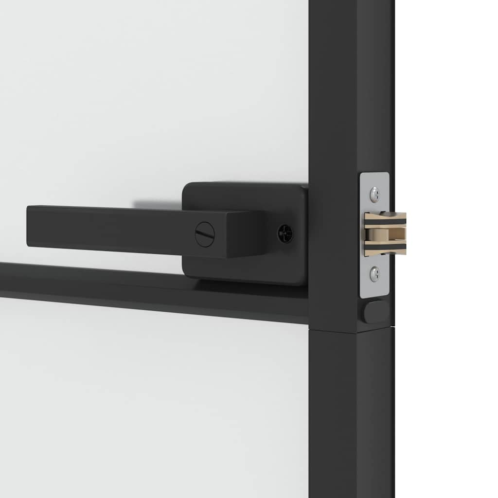 Indvendig dør Slim Sort 76x201,5 cm hærdet glas og aluminium
