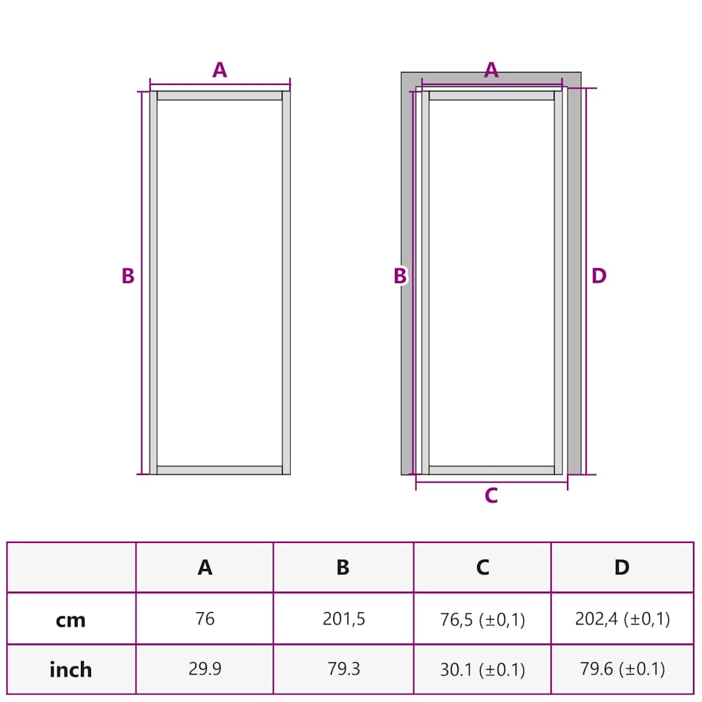 Indvendig dør Slim Sort 76x201,5 cm hærdet glas og aluminium