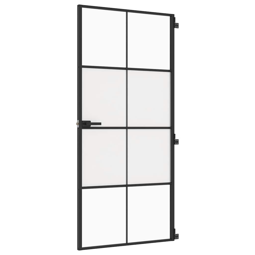Indvendig dør Slim Sort 93x201,5 cm Hærdet glas & aluminium