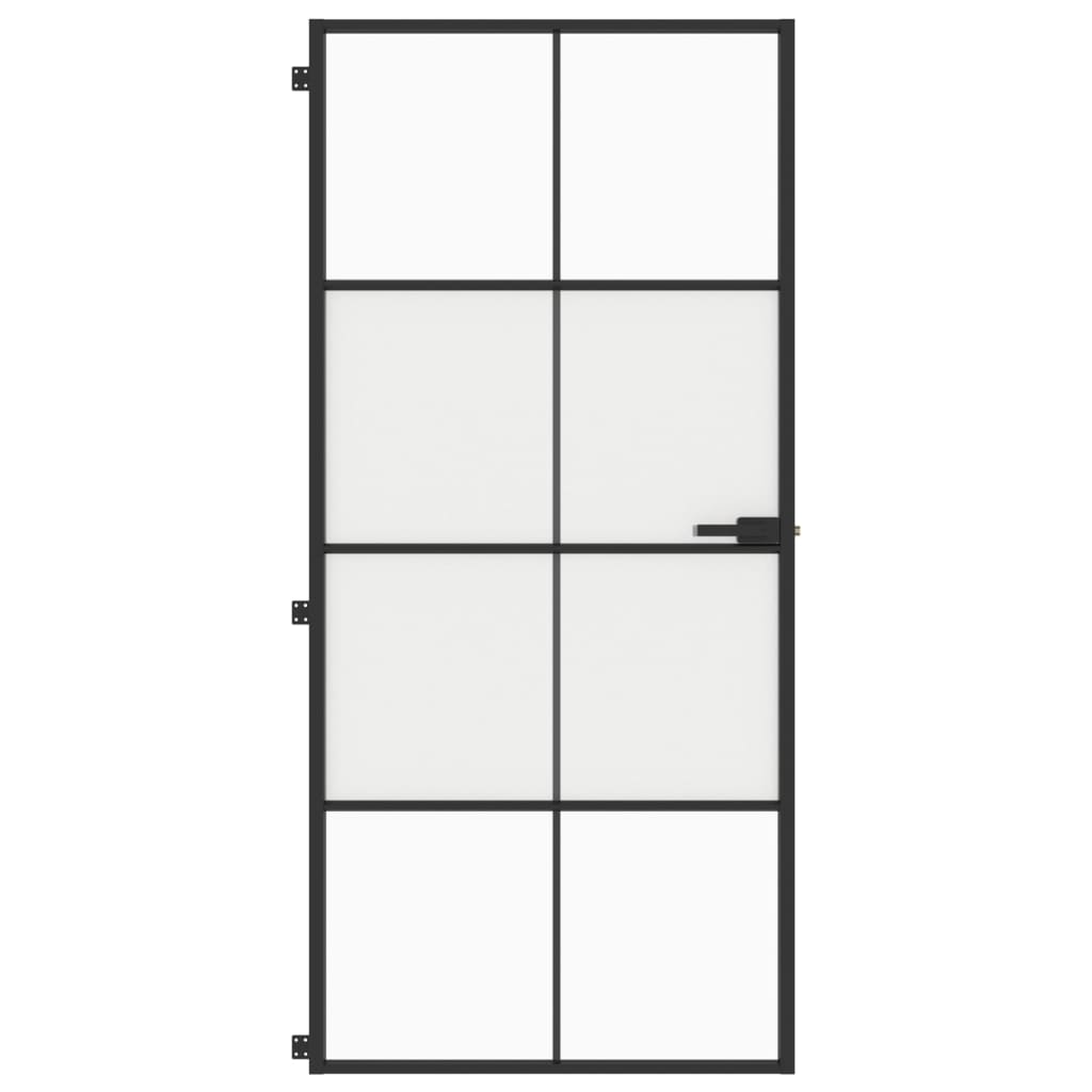 Indvendig dør Slim Sort 93x201,5 cm Hærdet glas & aluminium