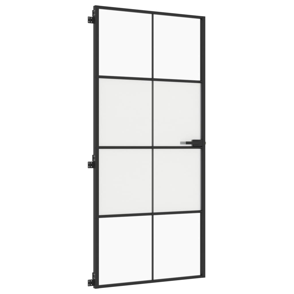 Indvendig dør Slim Sort 93x201,5 cm Hærdet glas & aluminium
