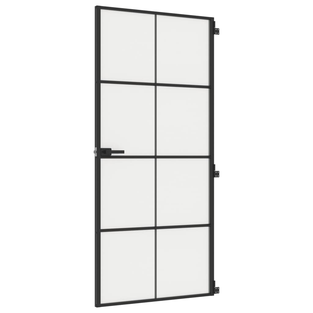 Indvendig dør Slim Sort 93x201,5 cm Hærdet glas & aluminium