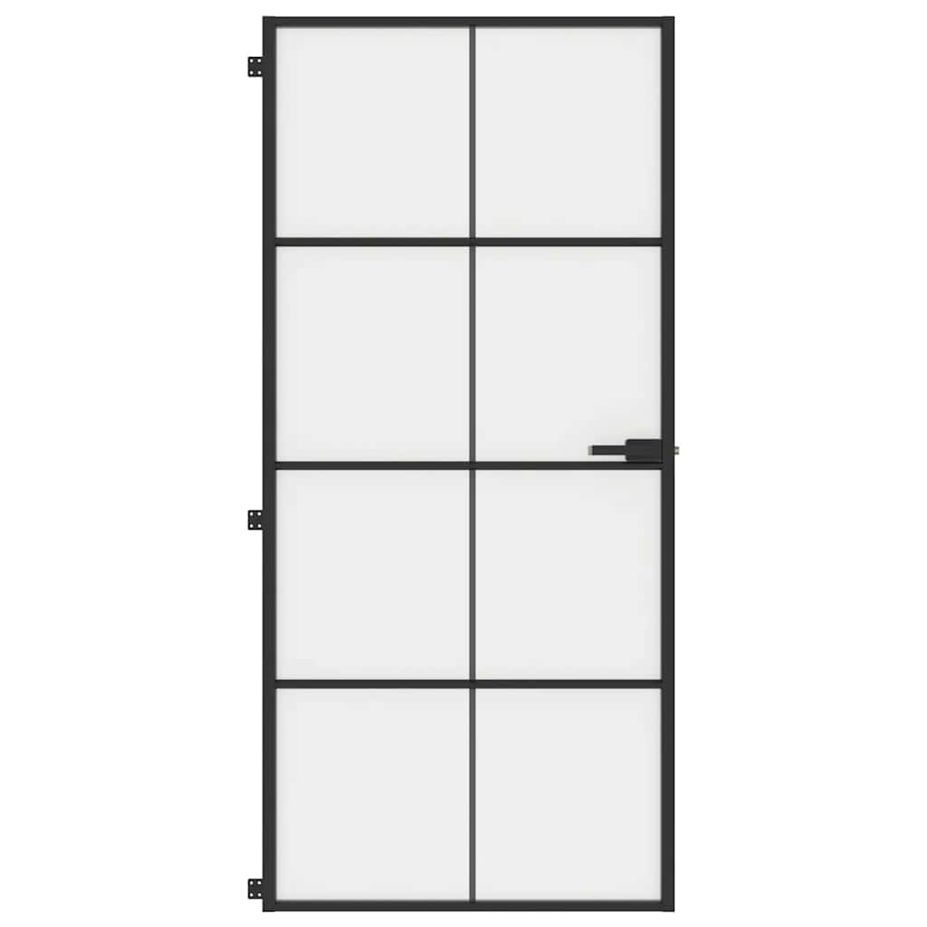 Indvendig dør Slim Sort 93x201,5 cm Hærdet glas & aluminium