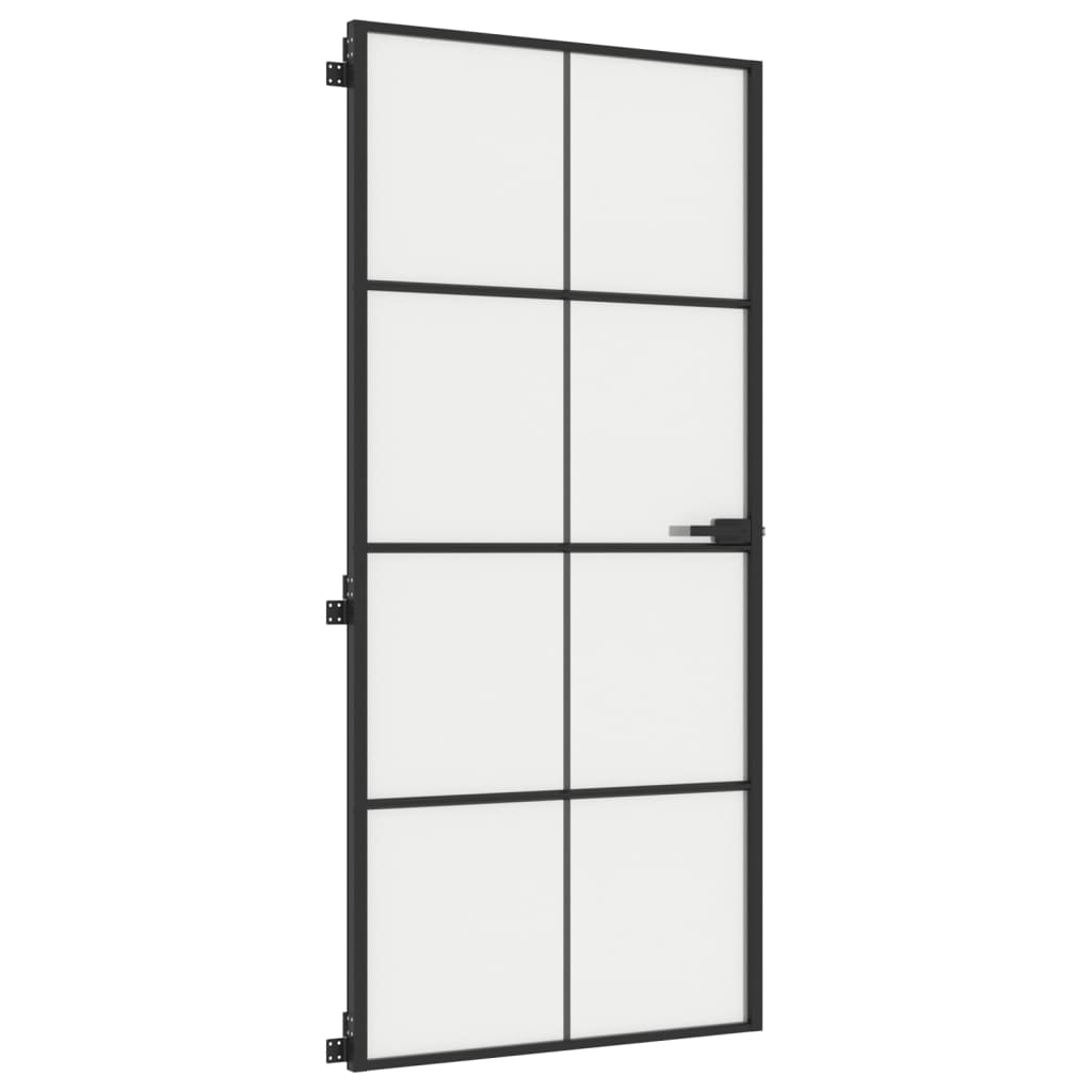Indvendig dør Slim Sort 93x201,5 cm Hærdet glas & aluminium