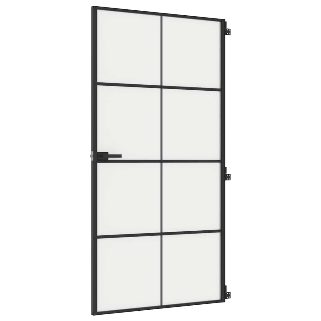 Indvendig dør Slim Sort 102,5x201,5 cm Hærdet glas og aluminium