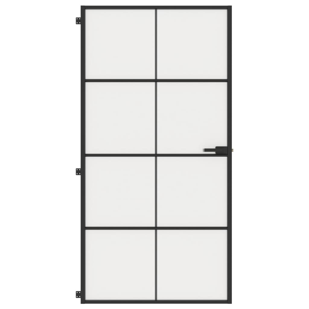 Indvendig dør Slim Sort 102,5x201,5 cm Hærdet glas og aluminium