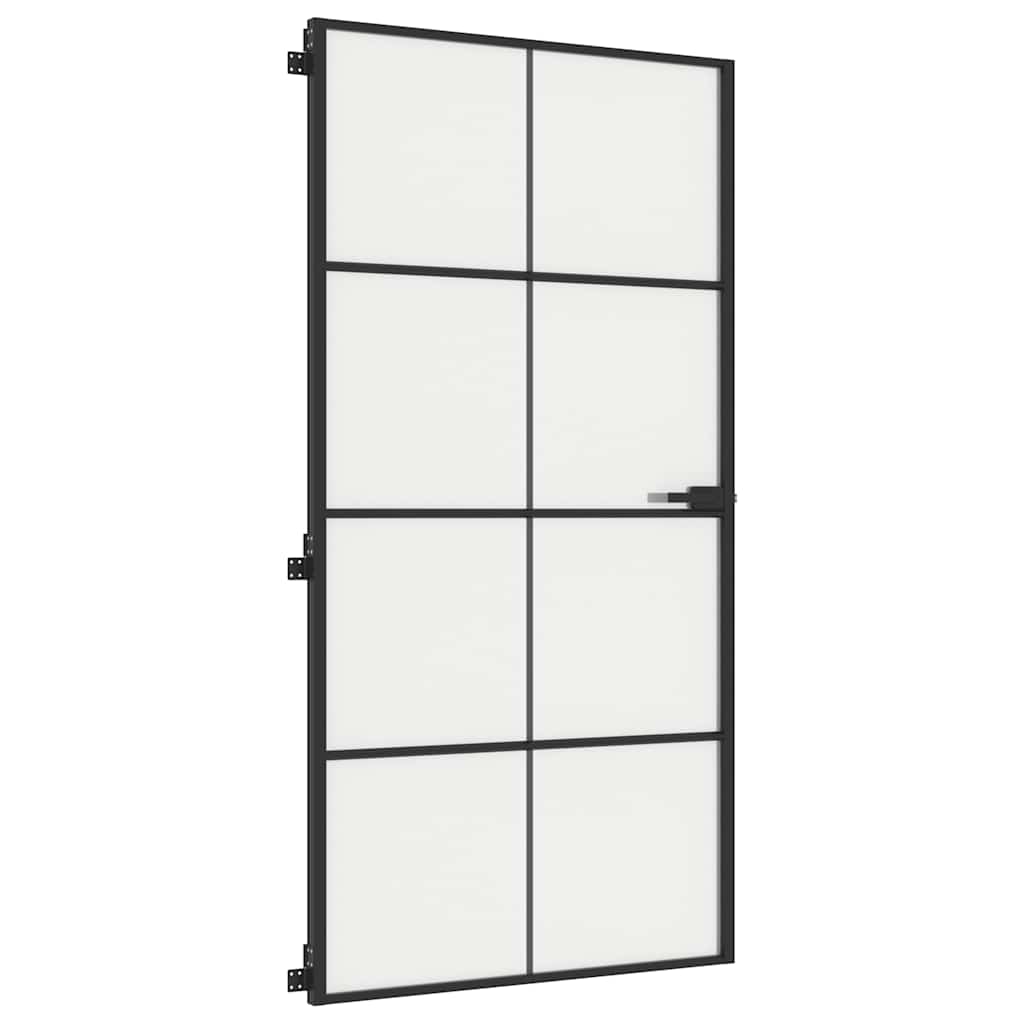 Indvendig dør Slim Sort 102,5x201,5 cm Hærdet glas og aluminium