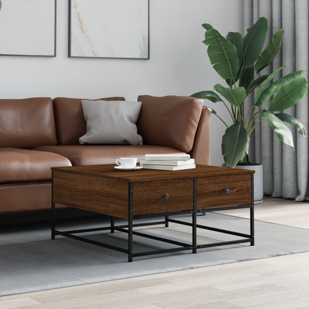 Sofabord brun eg look 80x80x40 cm træmateriale