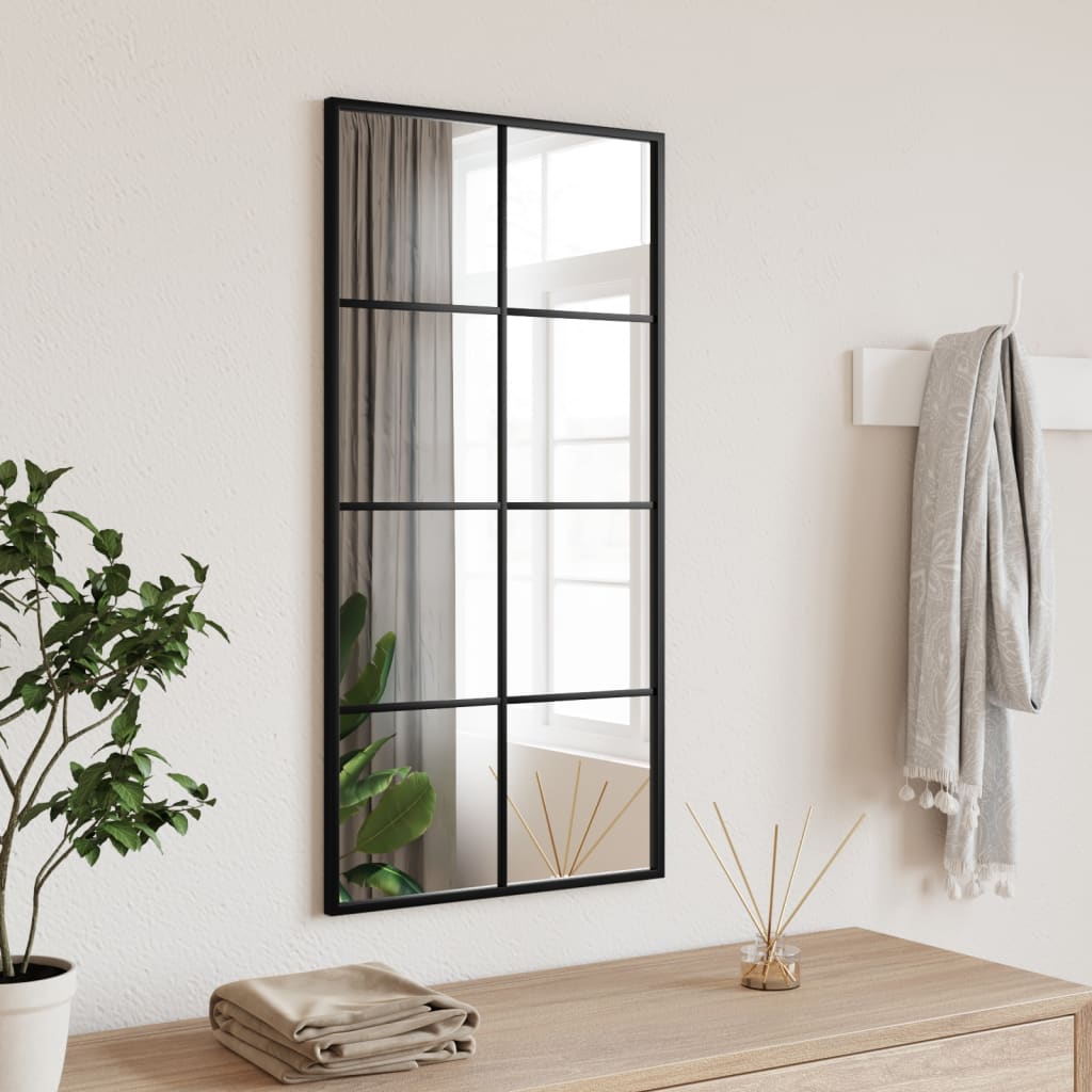 Vægspejl Sort 40x80 cm Rektangulært jern
