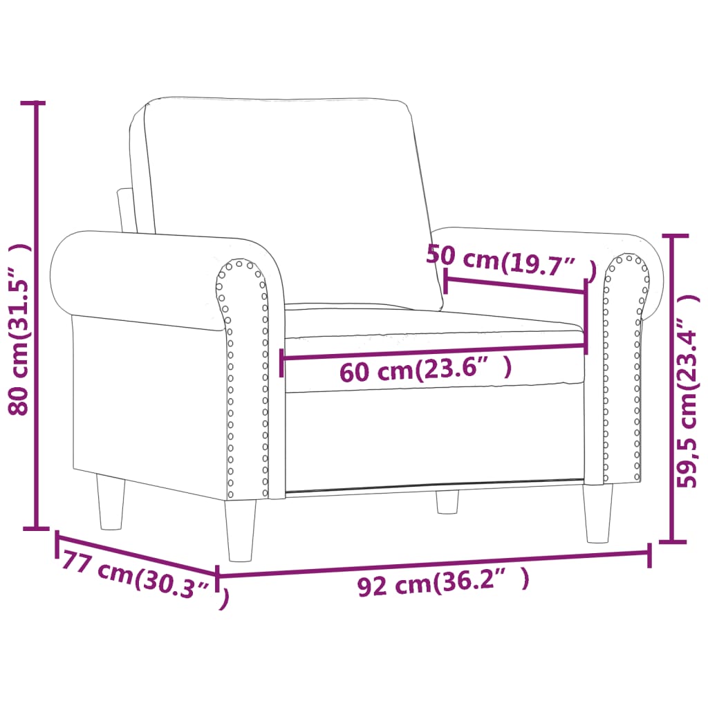 Lænestol Gul 60 cm Fløjl