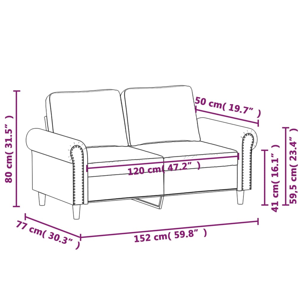 2-personers sofa gul 120 cm fløjl