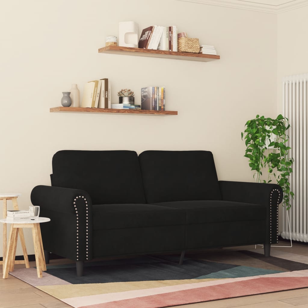 2-personers sofa sort 140 cm fløjl