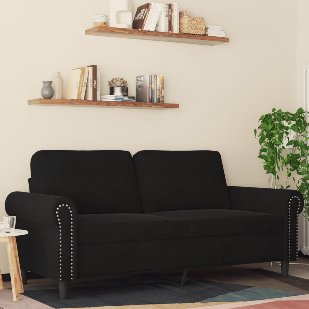 2-personers sofa sort 140 cm fløjl
