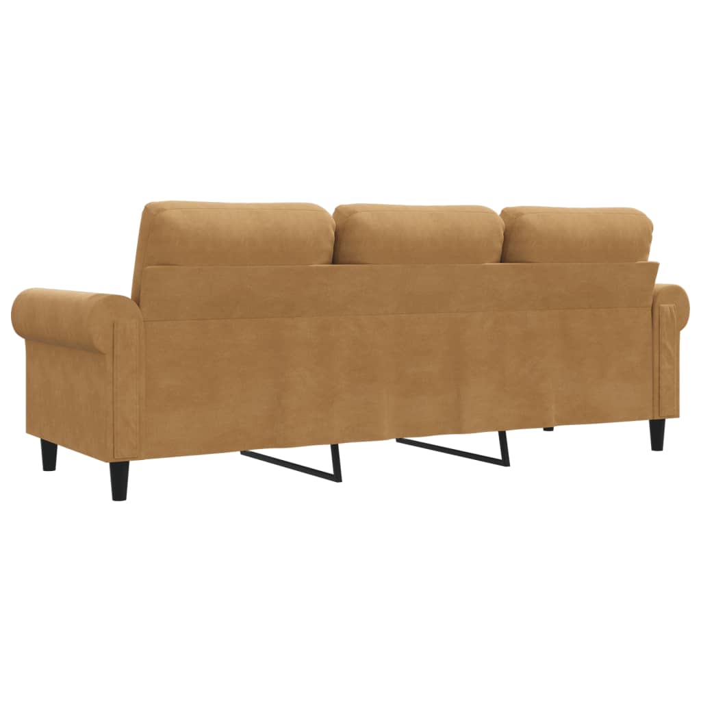 3-personers sofa brun 180 cm fløjl