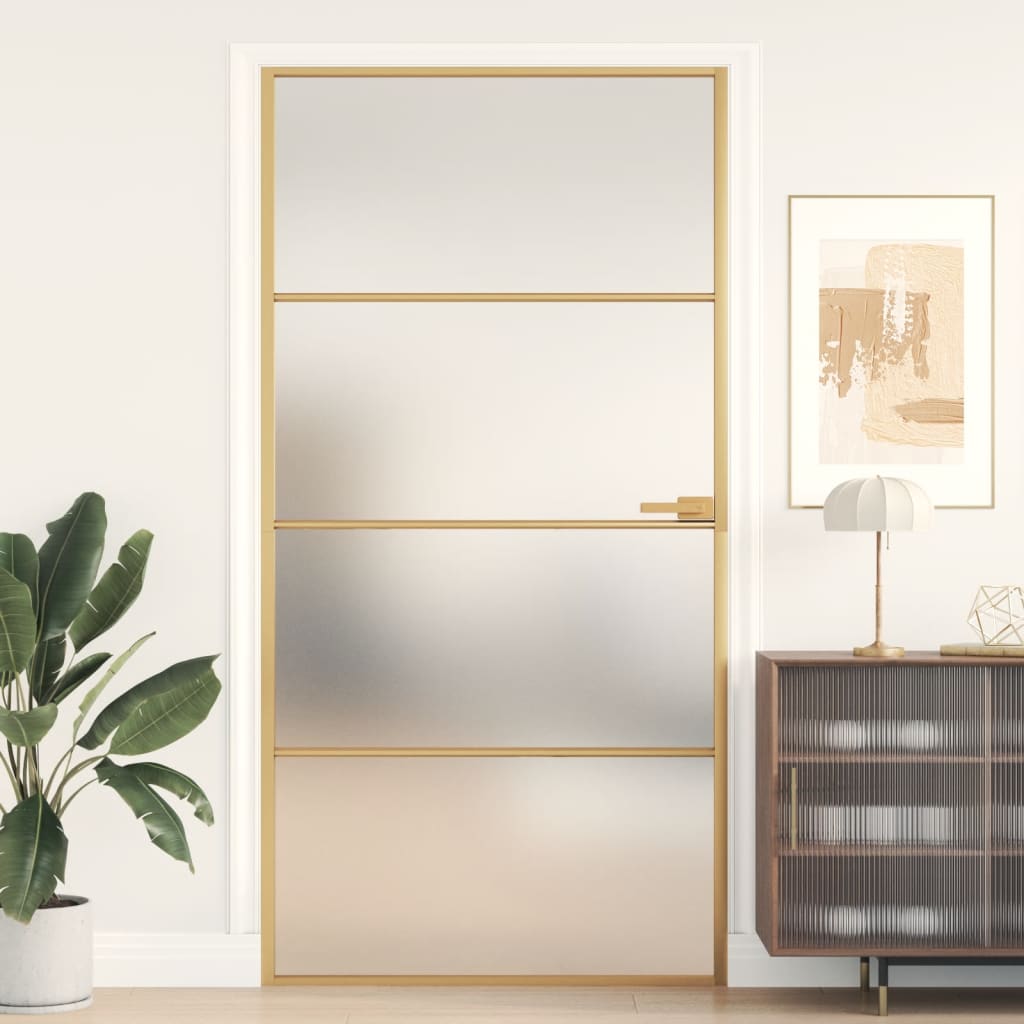 Indvendig dør Slim Golden 102,5x201,5 cm hærdet glas og aluminium