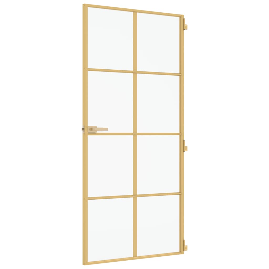 Indvendig dør Slim Gylden 93x201,5 cm hærdet glas og aluminium