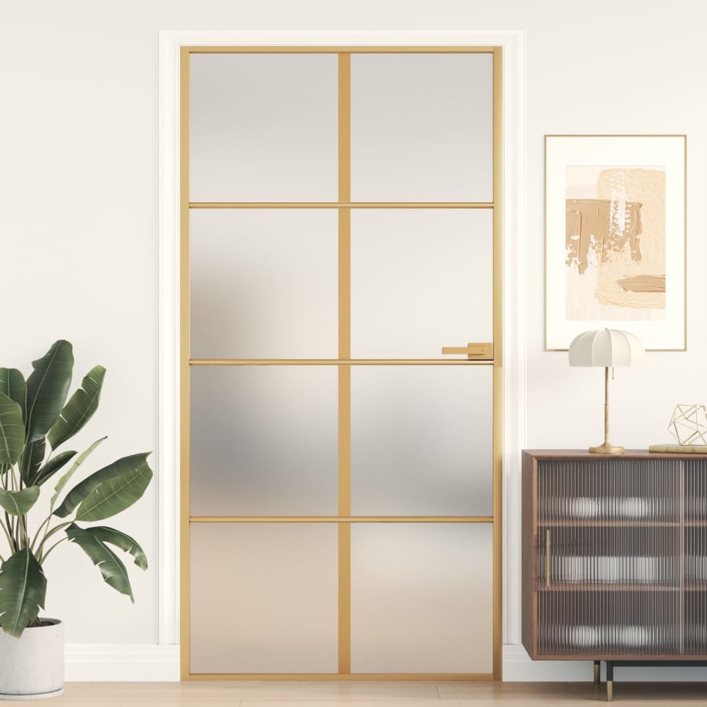 Indvendig dør Slim Golden 102,5x201,5 cm hærdet glas og aluminium