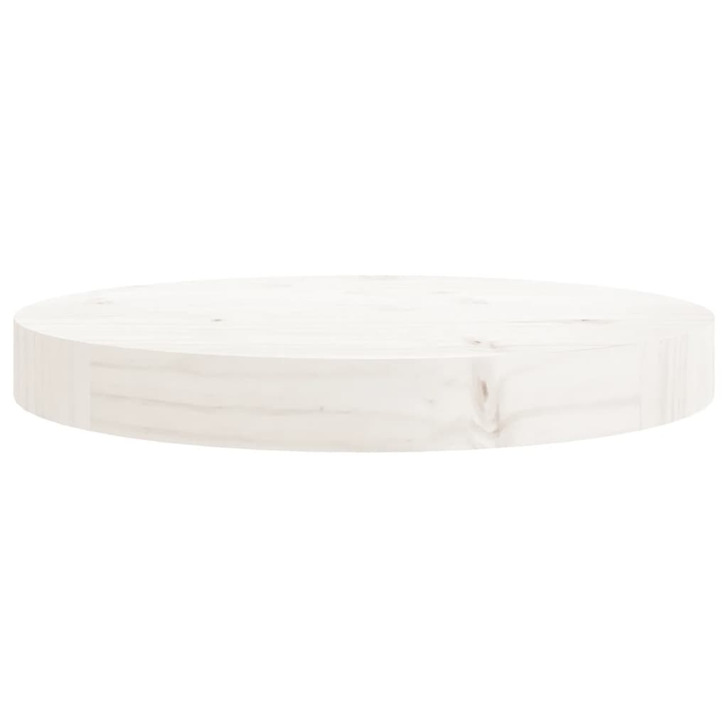Bordplade rund hvid Ø30x3 cm massiv fyrretræ