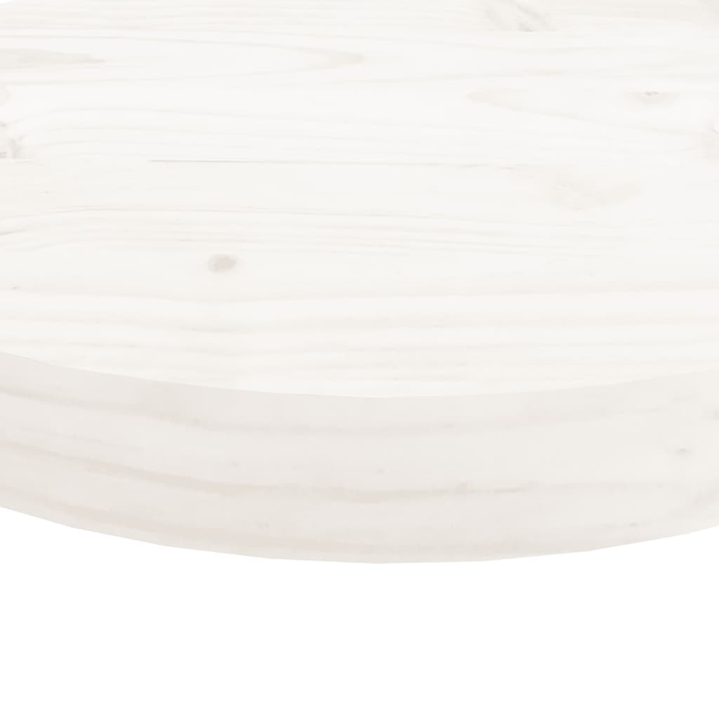 Bordplade rund hvid Ø30x3 cm massiv fyrretræ