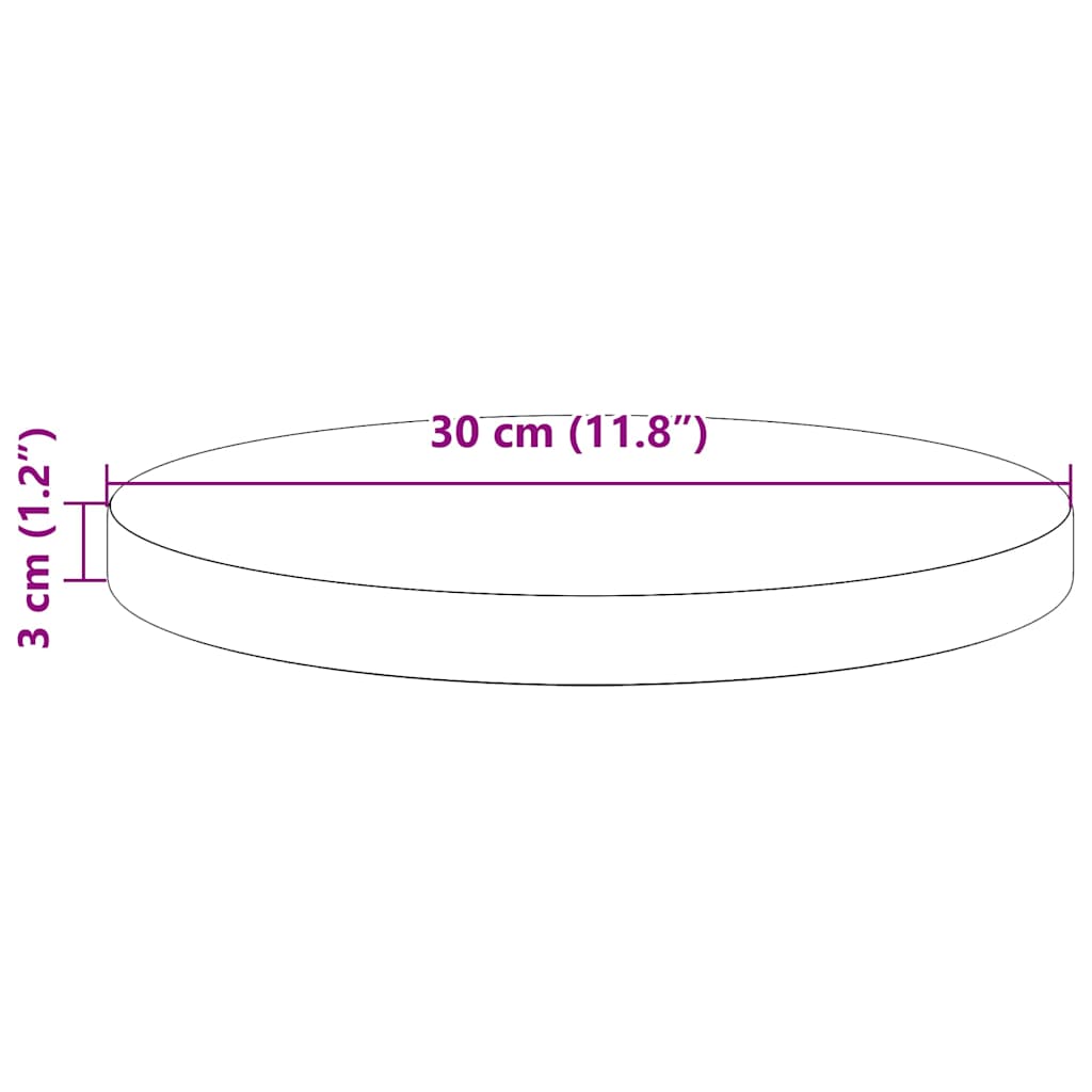 Bordplade rund hvid Ø30x3 cm massiv fyrretræ