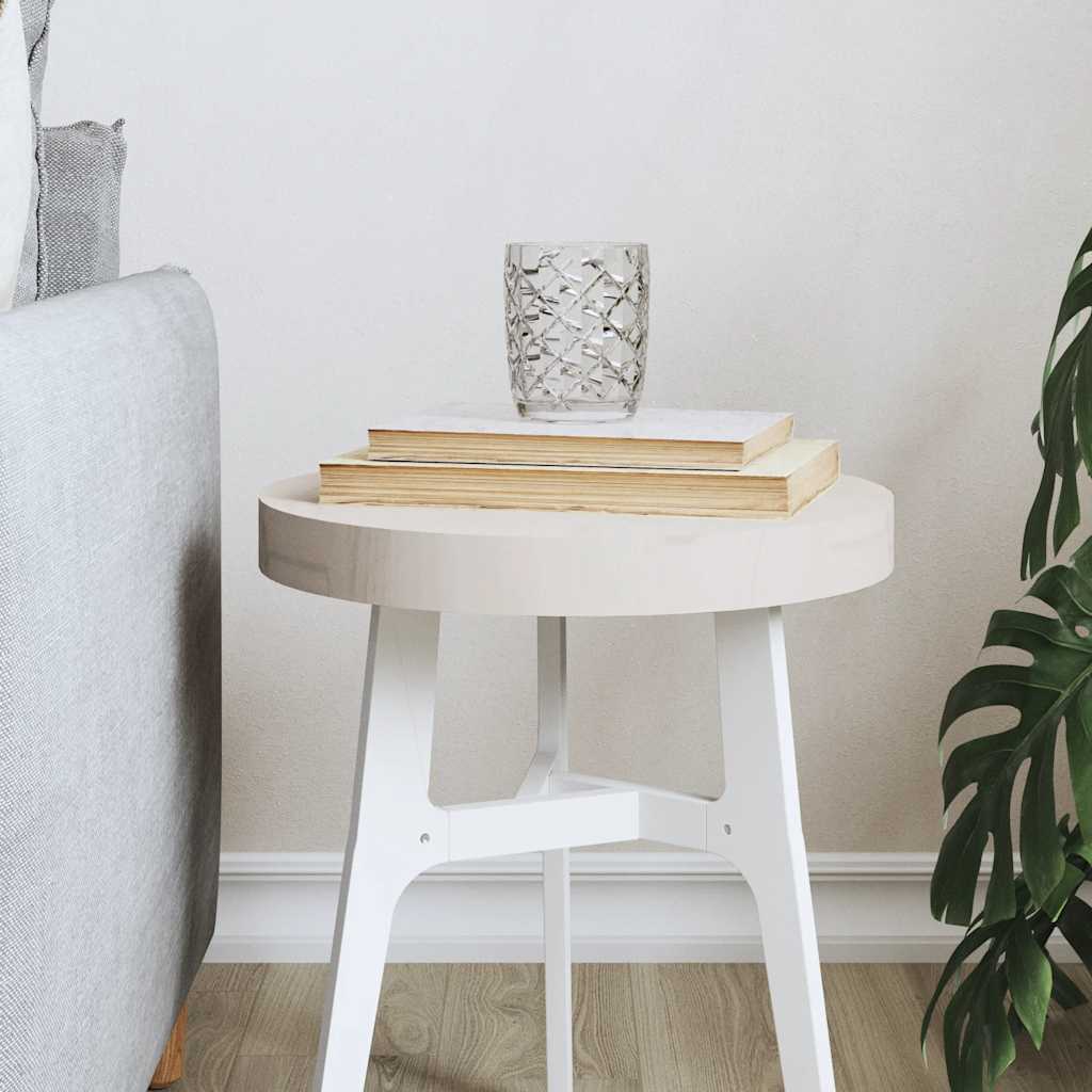 Bordplade rund hvid Ø30x3 cm massiv fyrretræ