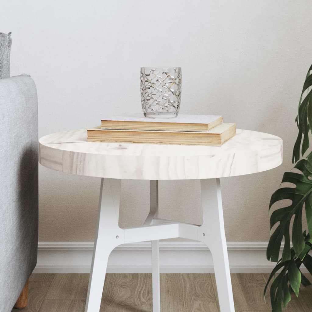 Bordplade rund hvid Ø40x3 cm massiv fyrretræ