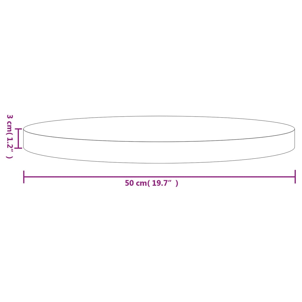 Bordplade rund Ø50x3 cm massiv fyrretræ