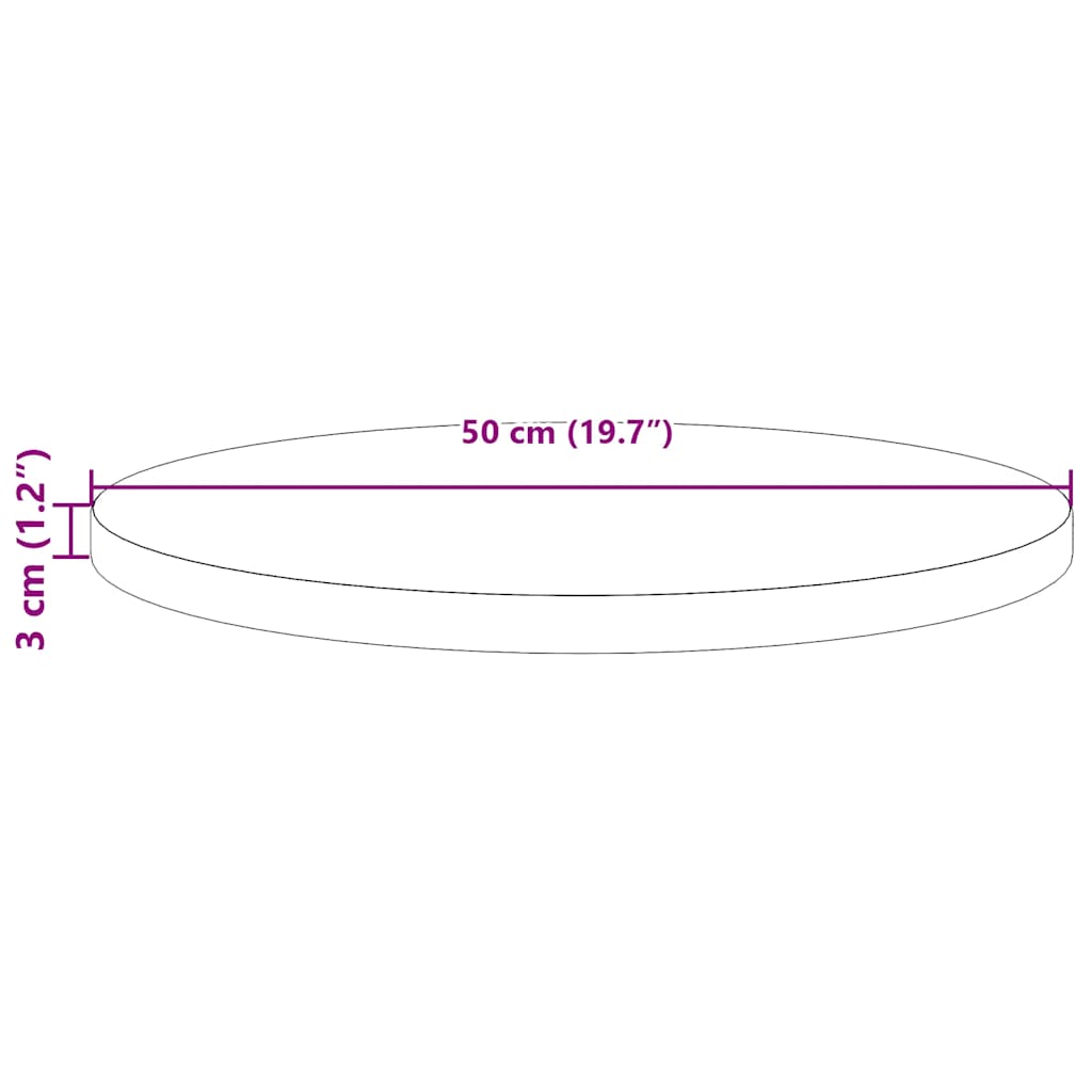 Bordplade rund Ø50x3 cm massiv fyrretræ