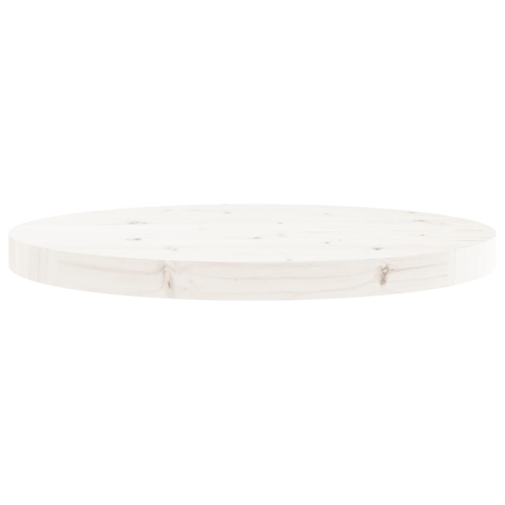 Bordplade rund hvid Ø50x3 cm massiv fyrretræ