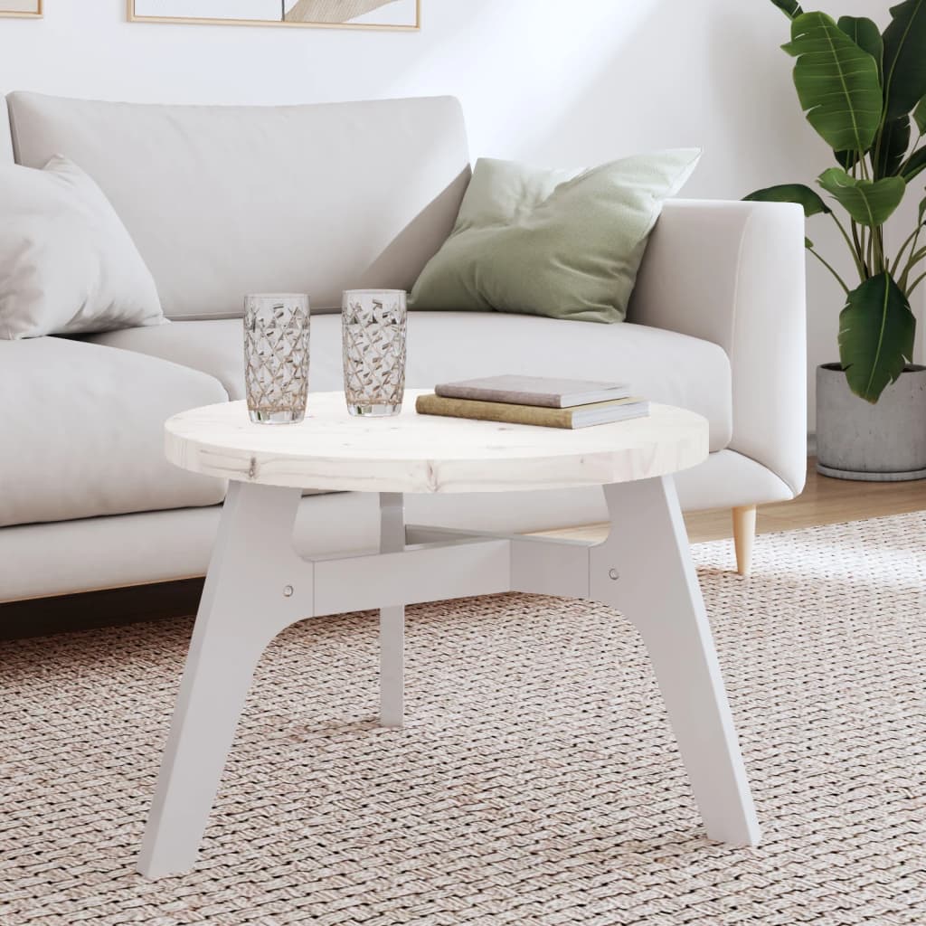 Bordplade rund hvid Ø60x3 cm massiv fyrretræ