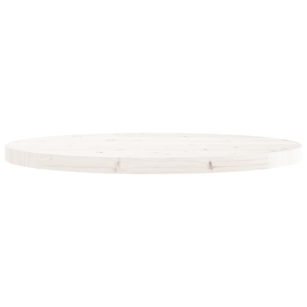 Bordplade rund hvid Ø70x3 cm massiv fyrretræ