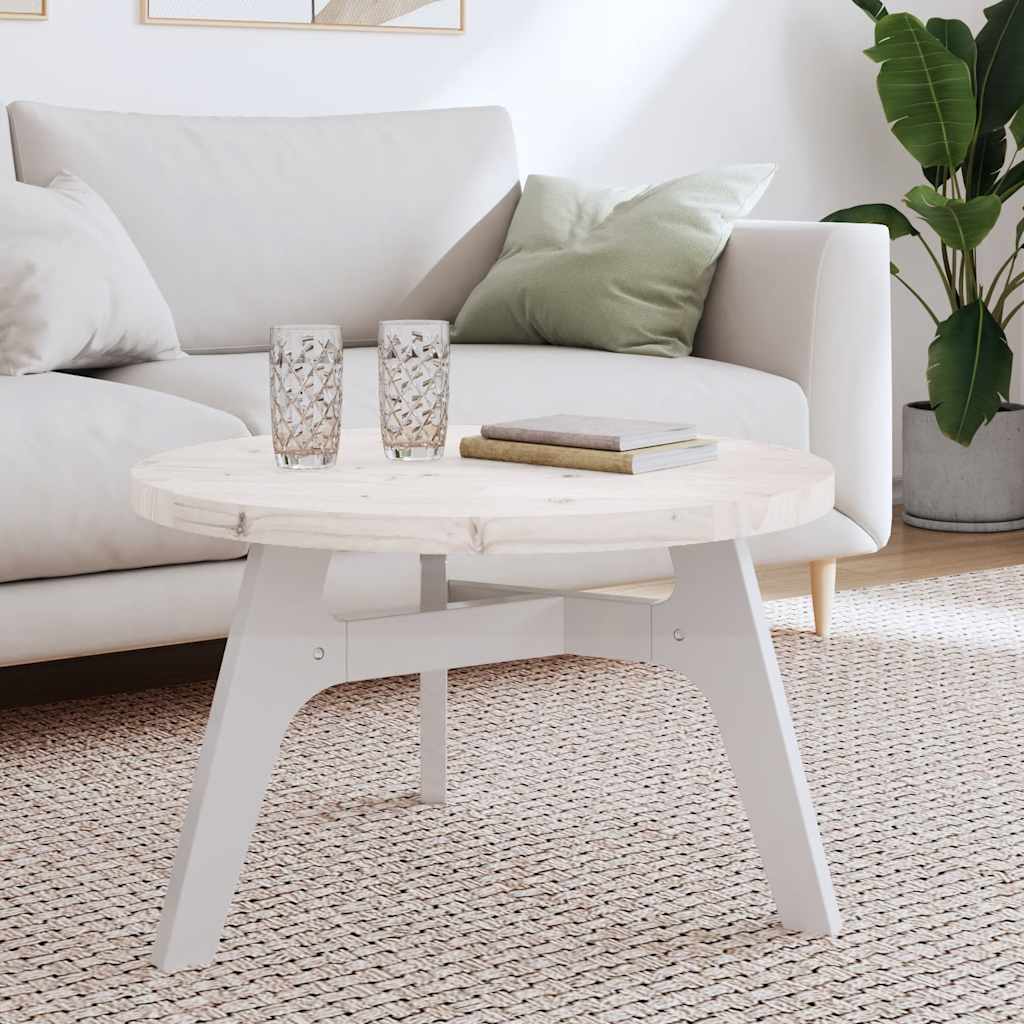 Bordplade rund hvid Ø70x3 cm massiv fyrretræ