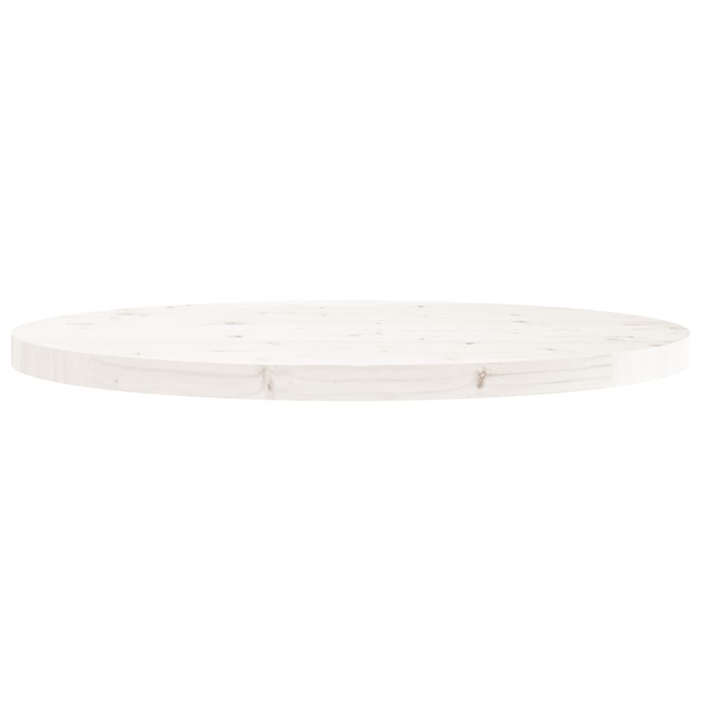 Bordplade rund hvid Ø80x3 cm massiv fyrretræ