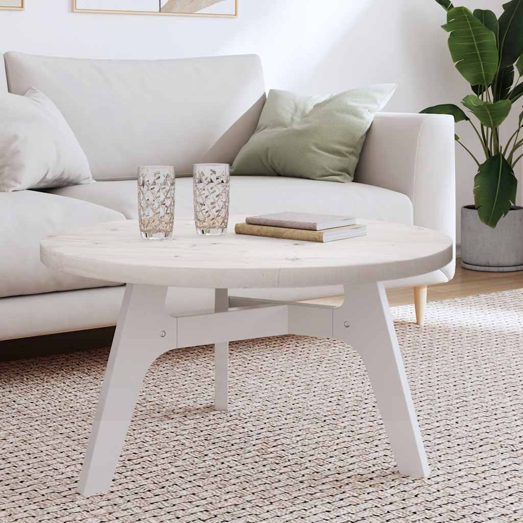 Bordplade rund hvid Ø80x3 cm massiv fyrretræ