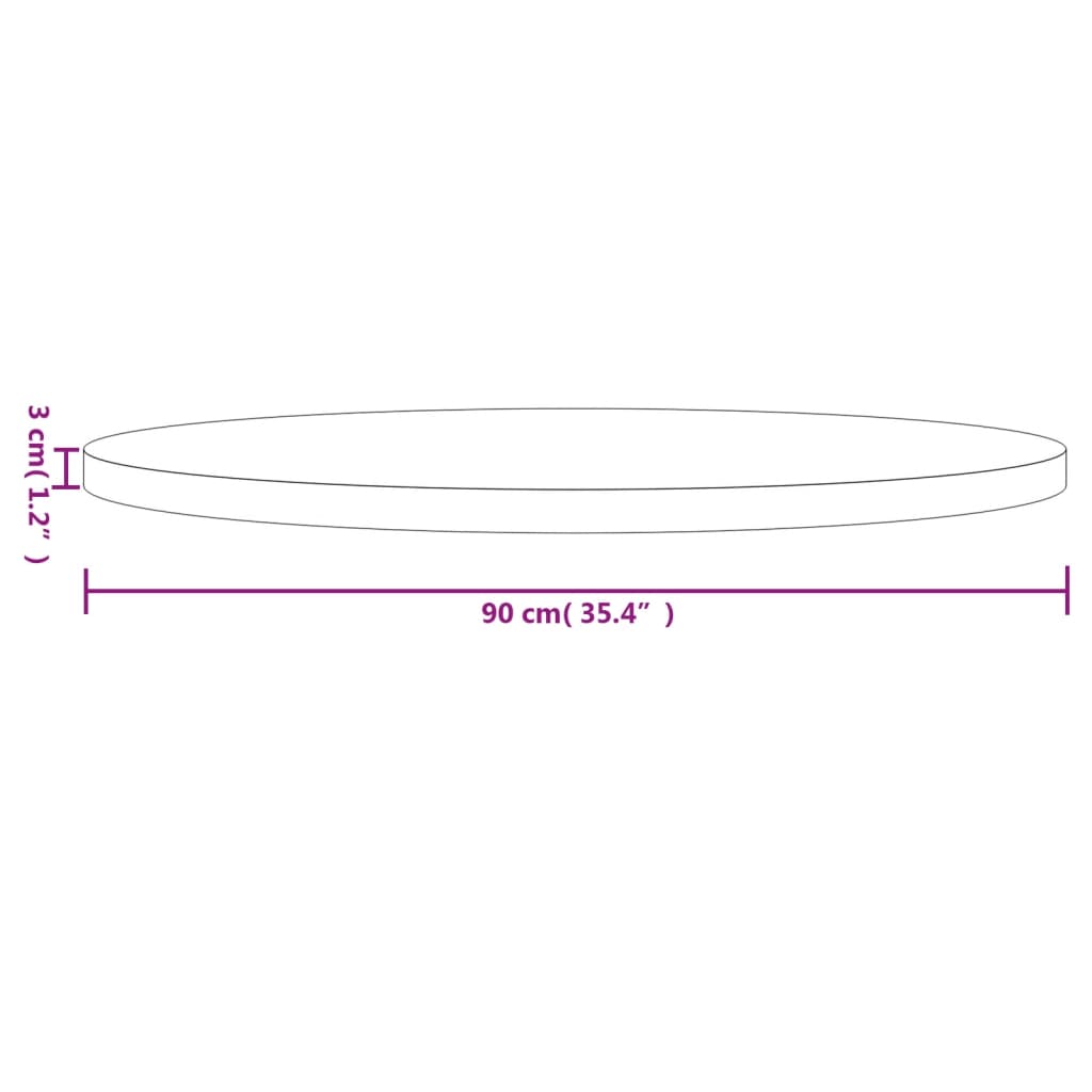 Bordplade rund Ø90x3 cm massivt fyrretræ