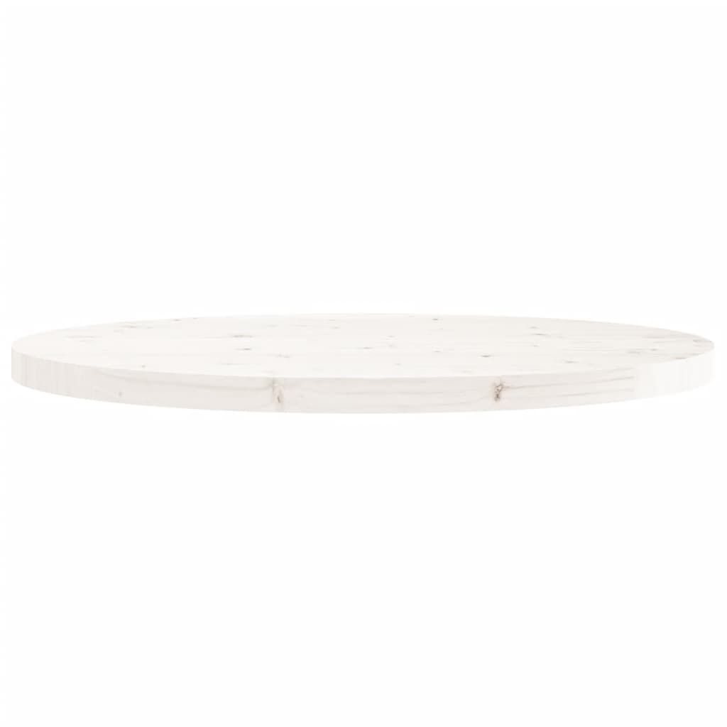 Bordplade rund hvid Ø90x3 cm massiv fyrretræ