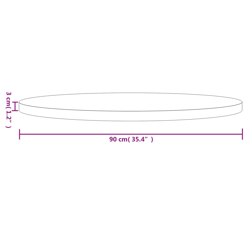 Bordplade rund hvid Ø90x3 cm massiv fyrretræ